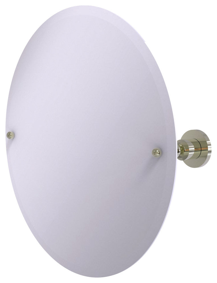 Frameless Round Tilt Mirror with Beveled Edge, Polished Nickel