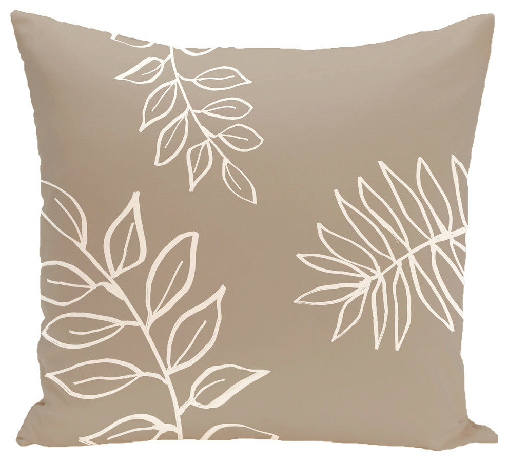 My Best Frond Floral Print Pillow, Flax, 16"x16"