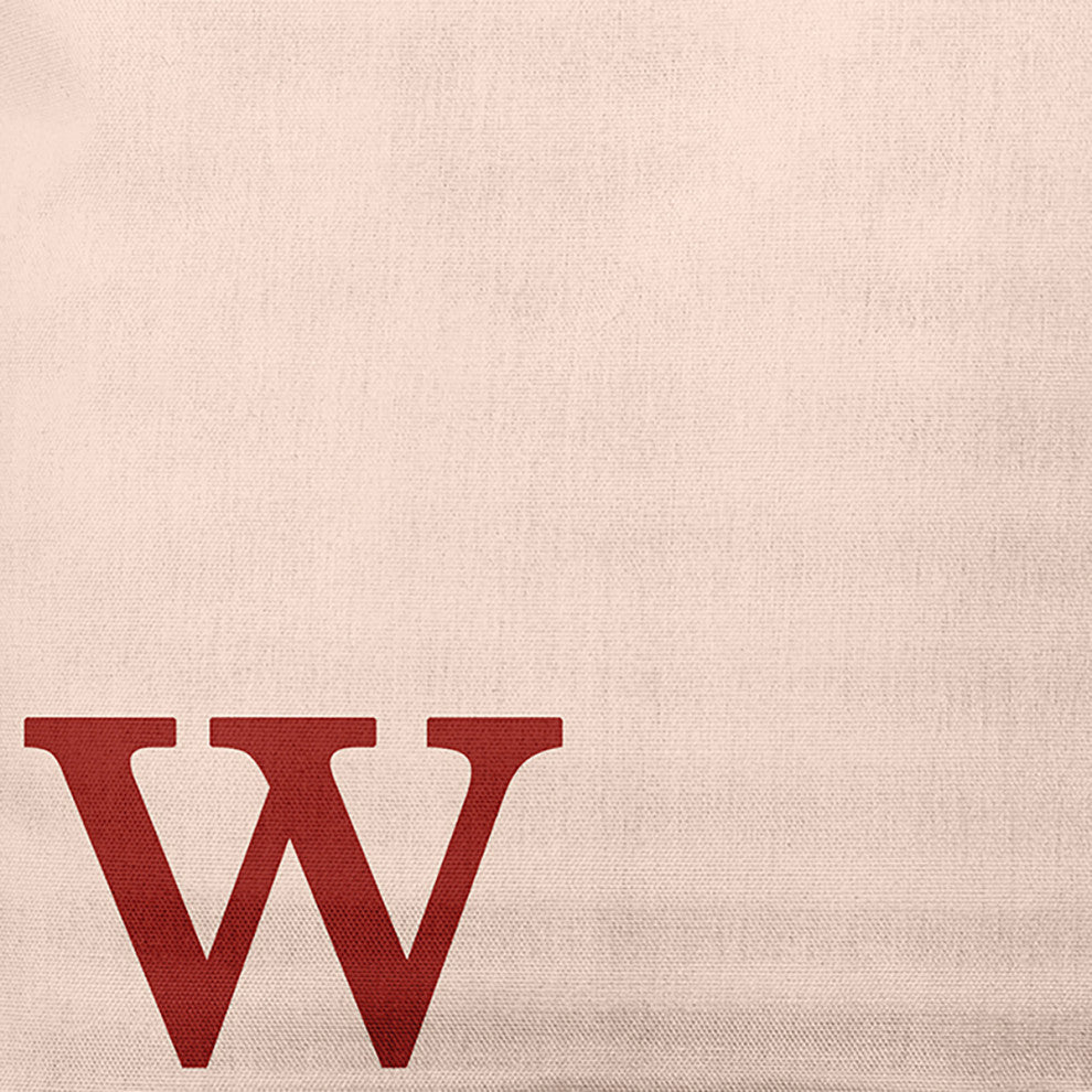 20"x20" Modern Monogram Decorative Throw Pillow, Maple Red
