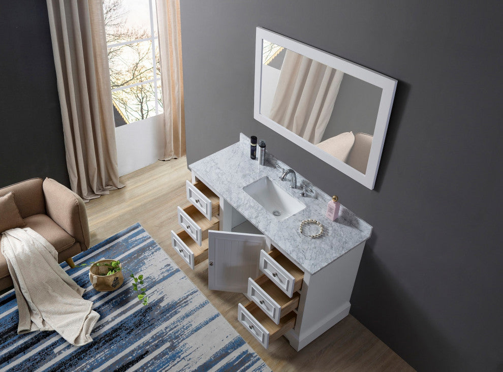 48" Kingswood Single Bath Vanity, White and Mirror