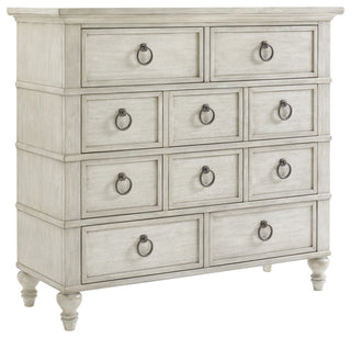 Front-facing product shot on a uniform white background, showing the full chest with all drawers closed.