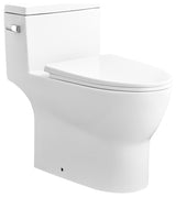 White One-Piece Toilet Comfortable Seat Height Single Efficient Flush 1.28 GPF