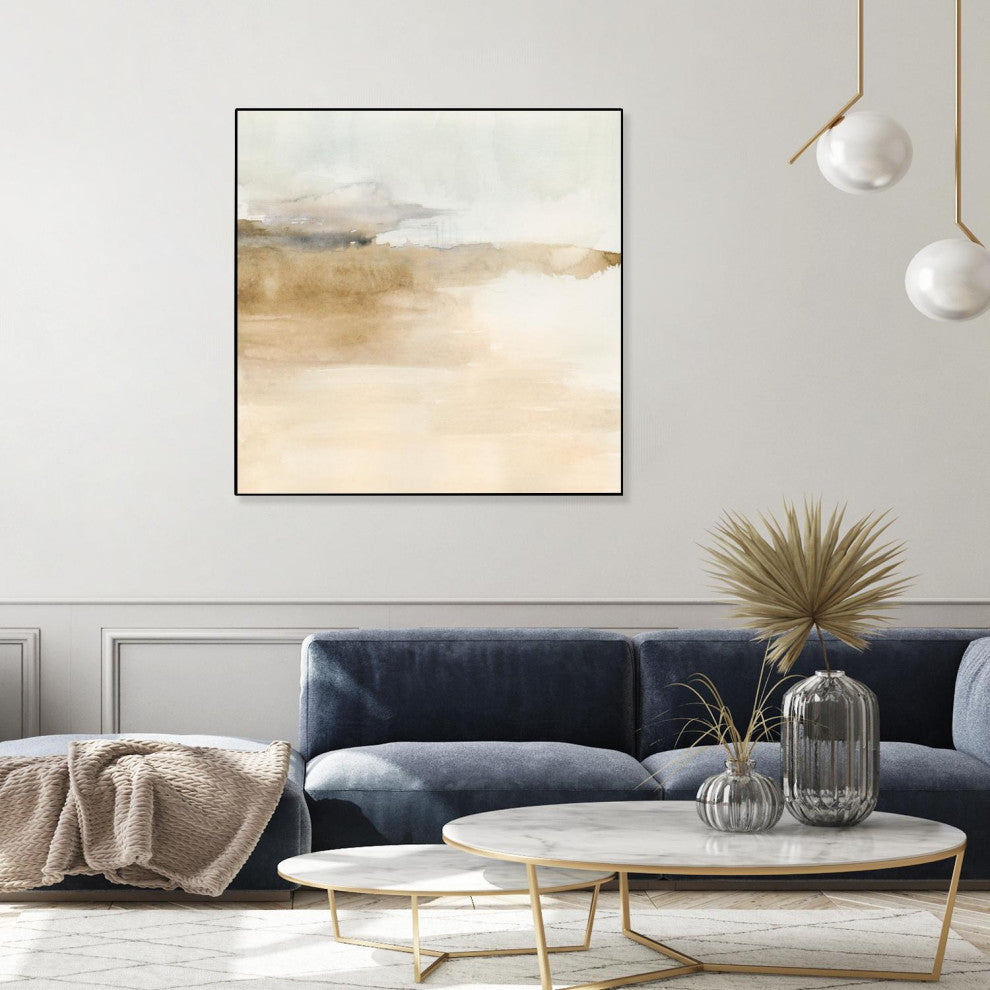 "Cinnamon Shores II" Framed Canvas by Giant Art 30"x30"