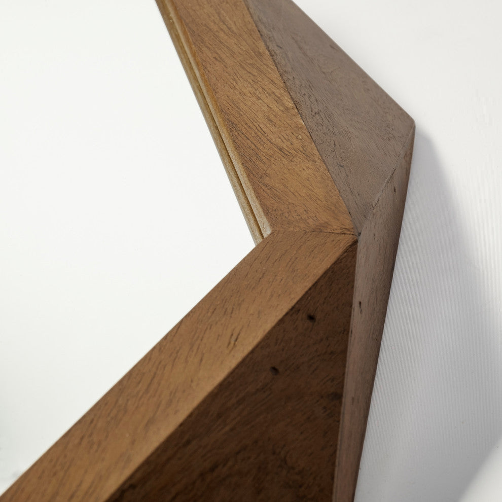 Aramis I 32" Octagon Brown Wood Frame Wall Mirror