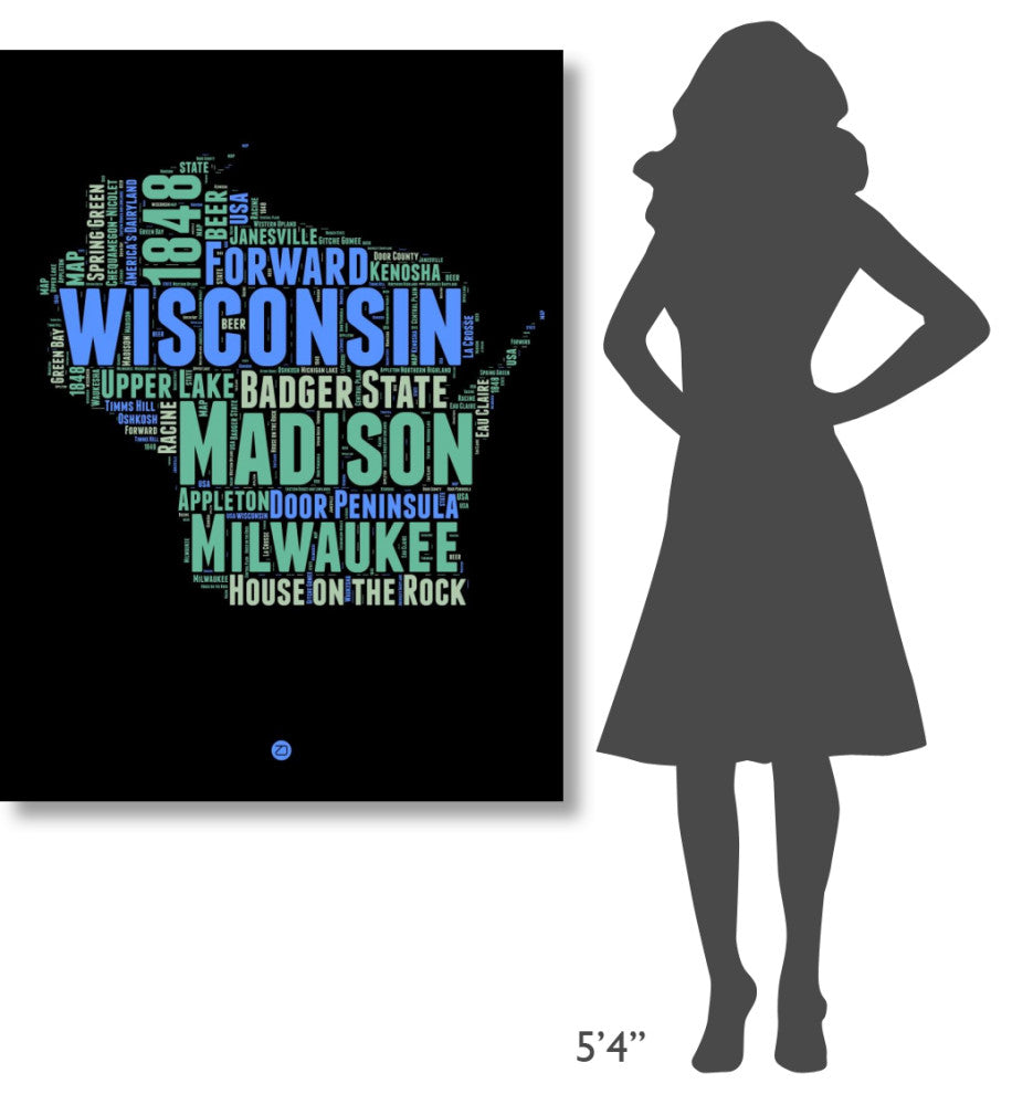 "Wisconsin Word Cloud 1" Fine Art Print