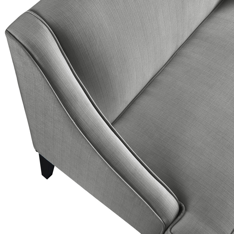 Inspired Home Aryanna Bench Upholstered, Light Gray Linen