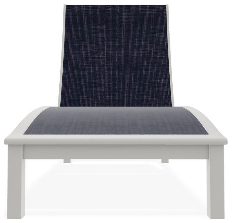 Bazza Sling 4-Position Contour Outdoor Chaise Lounge, Moments Navy/Snow