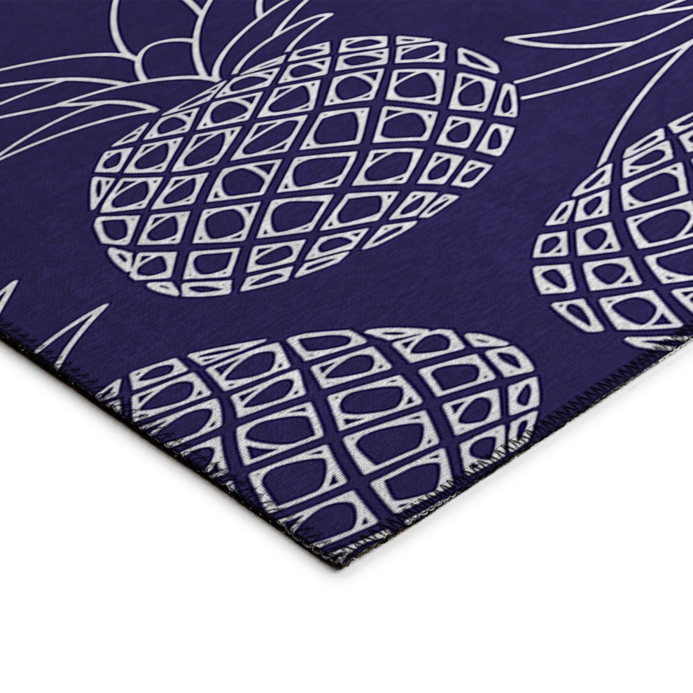 Indoor/Outdoor Kendall KE6 Navy Machine Washable 8' x 8' Round Rug