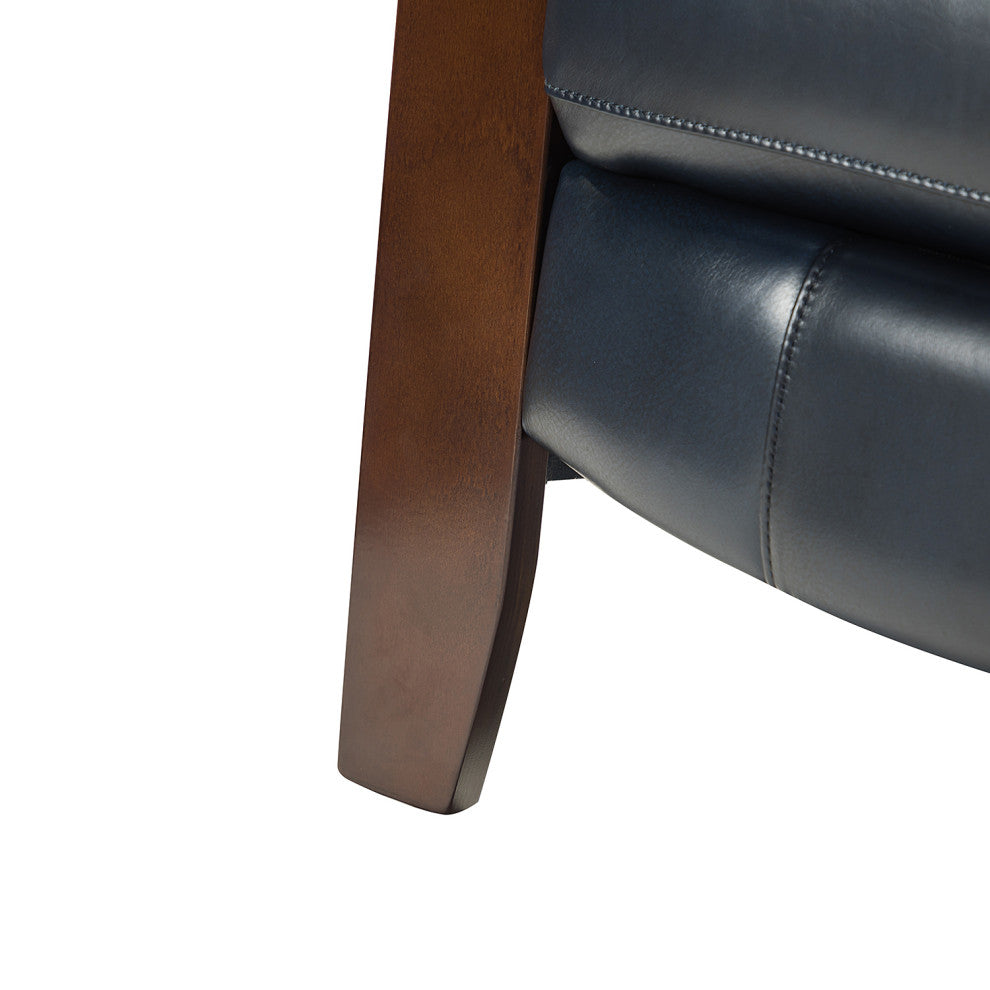 Amanda Genuine Leather Manual Recliner, Navy