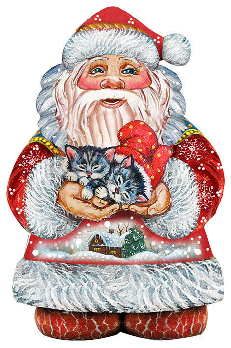 Kitten Holiday Santa, Wooden Decorative Door Hanger