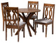 Sutter Gray Upholstered and Walnut Brown Wood 5-Piece Dining Set