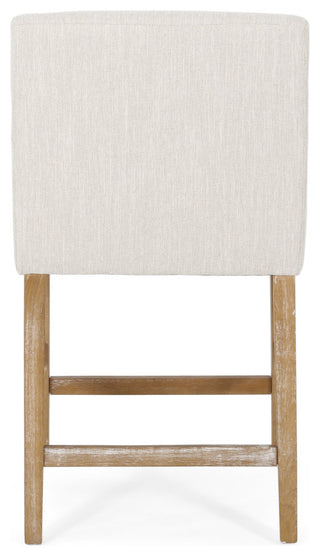Chaparral Contemporary Fabric Upholstered Wood 26" Counter Stools, Set of 2, Beige/Weathered Natural