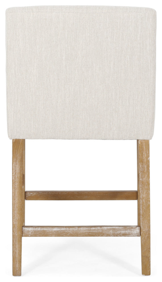 Chaparral Contemporary Fabric Upholstered Wood 26" Counter Stools, Set of 2, Beige/Weathered Natural