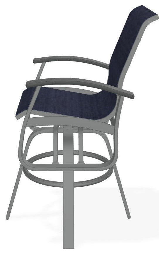 Belle Isle Sling Bar Height Outdoor Swivel Armchair, Collect Indigo/Graphite
