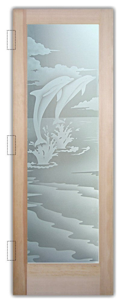 Interior Prehung Door or Interior Slab Door - Dolphins Leaping - Douglas Fir...