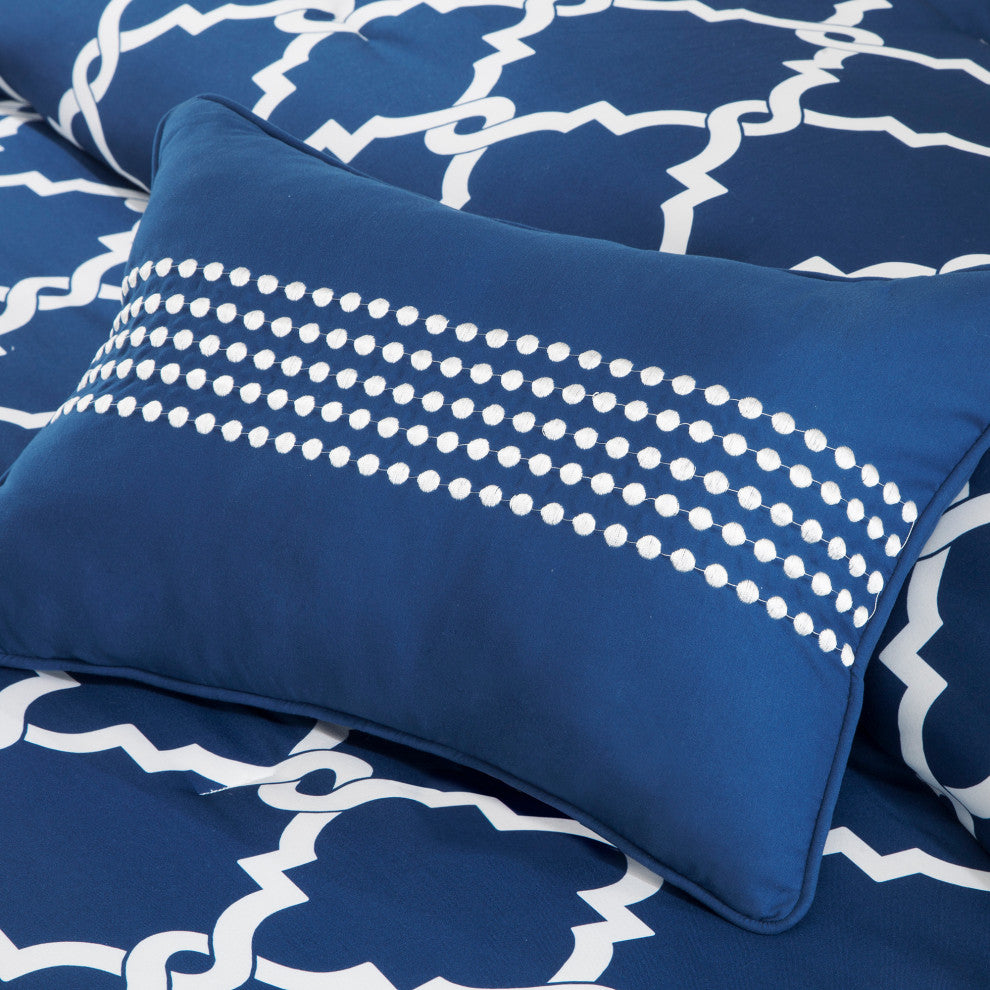 Madison Park Microfiber Printed 7-Piece Reversible Comforter Set, King