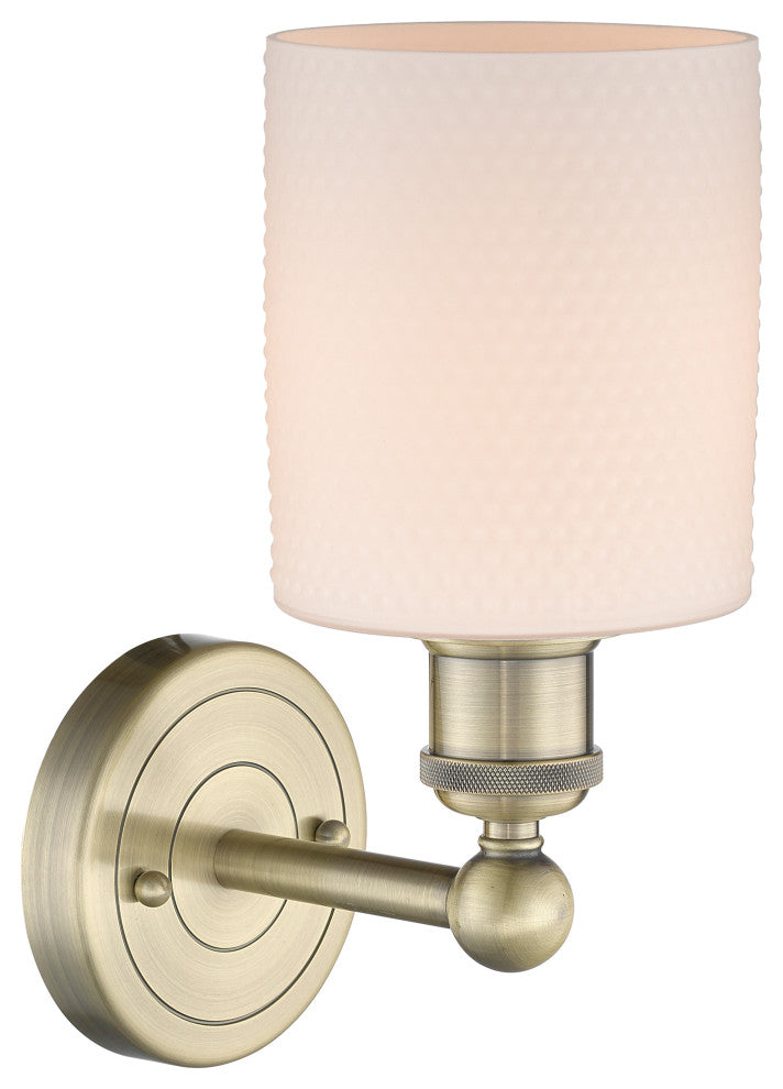 Edison Cobbleskill 1-Light 5" Sconce, Antique Brass Finish, Matte White Shade