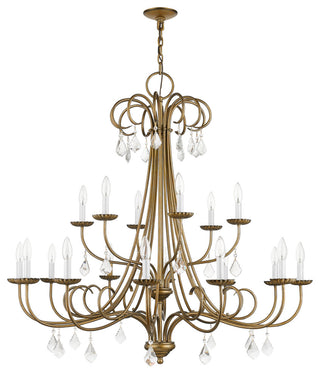 Daphne 18-Light Antique Gold Leaf Extra Large Chandelier, Clear Crystals