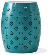 GDF Studio Breeze Outdoor 15" Iron Side Table, Teal