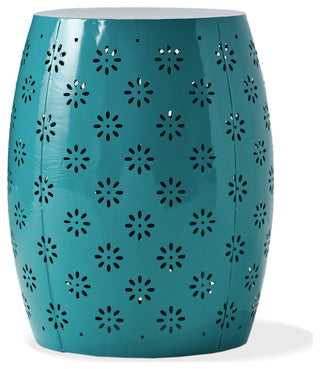 GDF Studio Breeze Outdoor 15" Iron Side Table, Teal