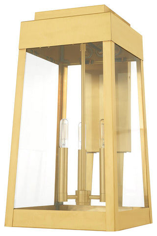 Transitional Outdoor Wall Lantern, Satin Brass