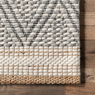 Nuloom Laura Bohemian Trellis Wool and Jute Rug, Ivory 4' x 6'