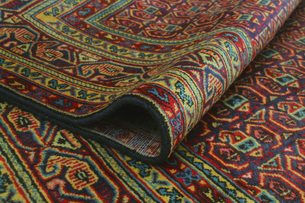 Fine Vintage Distressed Ghulam Blue/Red Rug, 7'0x10'2