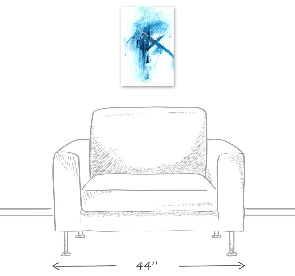 Blue and Silver Brush Strokes 12x18 Canvas Wall Art