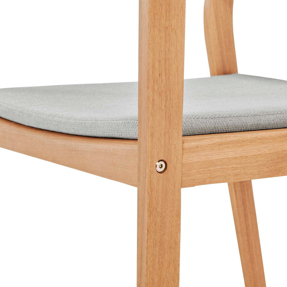 Side Dining Chair Armchair, Wood, Brown Natural Taupe Gray, Modern, Outdoor