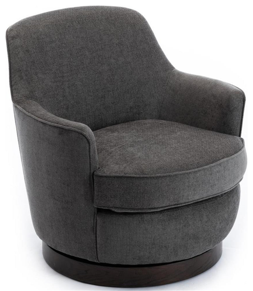 Bowery Hill Transitional Charcoal Wood Base Swivel Chair in Gray