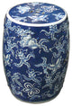 Chinese Blue and White Porcelain Round Butterflies Stool