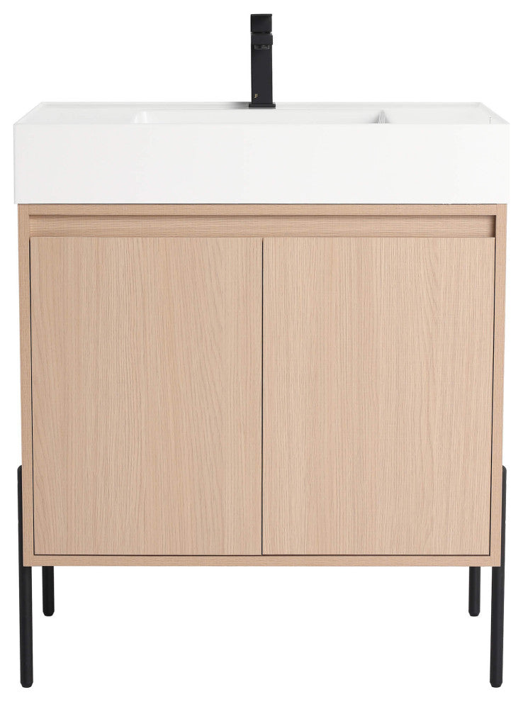 Fine Fixtures Crownpoint Bathroom Vanity, White Oak, 30", White
