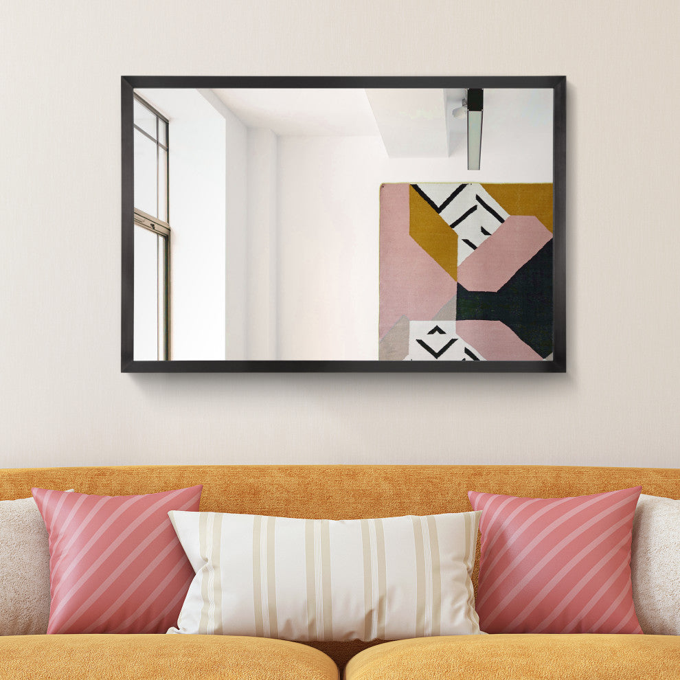 Contempo Stainless Steel Gold Wall Mirror, Brushed Black, 24"x36"