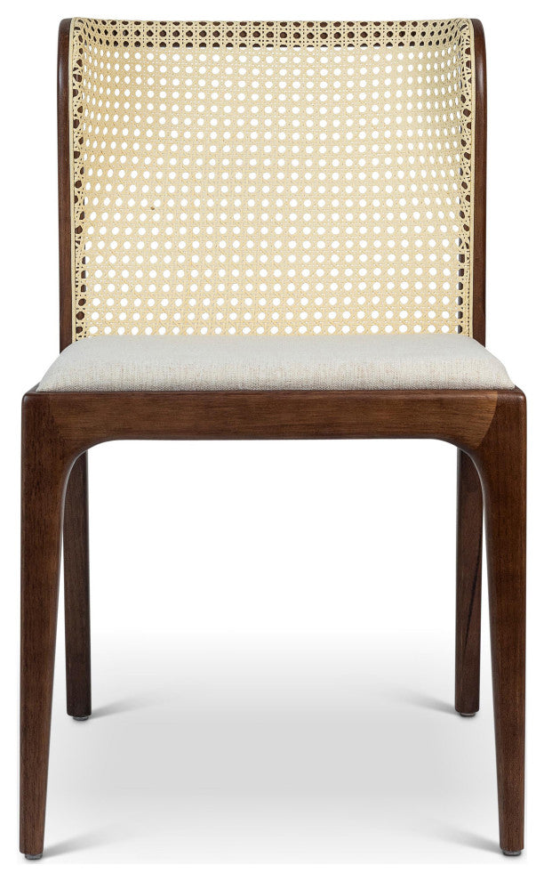 Modern Brazilian, Eloa, Cane Side Chair, Nogal/Natural/Medley Ivory