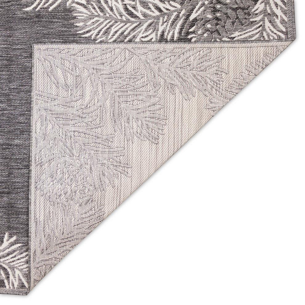 Malibu Pine Border Indoor/Outdoor Rug, Charcoal, 8'10"x11'9"