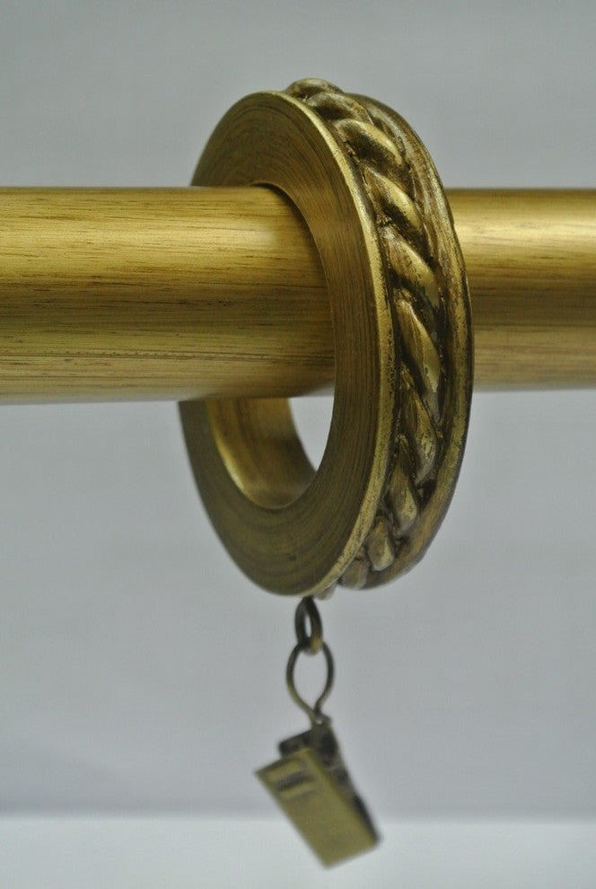 1 3/4" Rope Designer Curtain Rings, Renaissance Gold, Set of 7