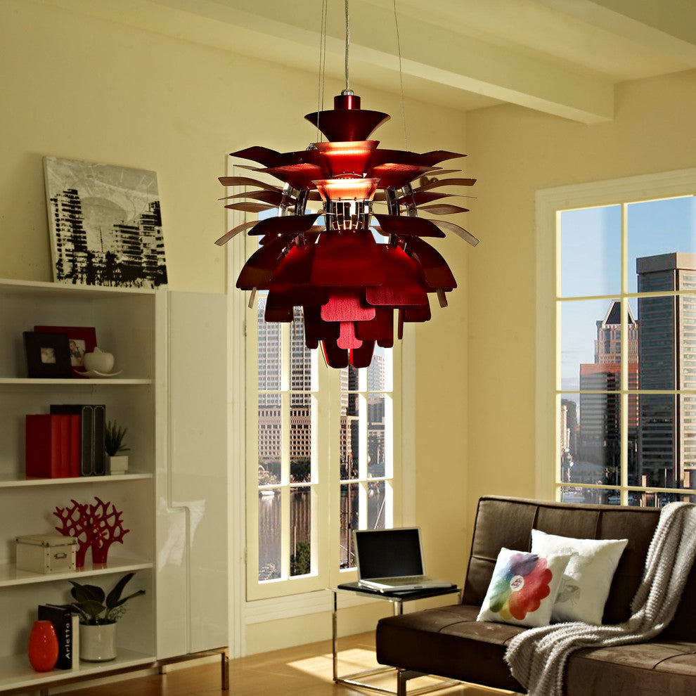 Modern Contemporary Living Dining Room 24" Ceiling Light Chandelier Copper, Red