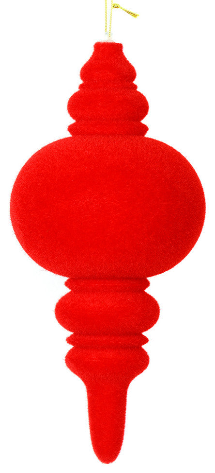 Vickerman M182403 10" Red Flocked Finial Ornament, Pack of 3