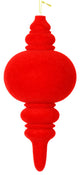 Vickerman M182403 10" Red Flocked Finial Ornament, Pack of 3