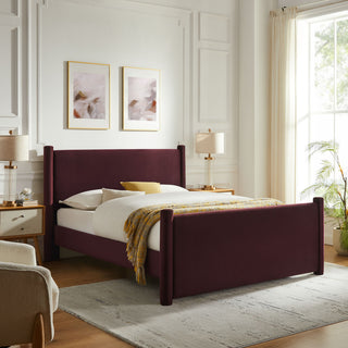 Rael Performance Velvet King Platform Bed, Mulberry