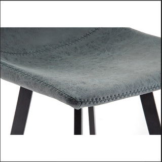 LeisureMod Elland Modern Upholstered Leather Bar Stool Iron Legs, Peacock Blue