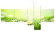 Spring Meadow with Daisies, Abstract Canvas Wall Art, 60"x32", 5 panels