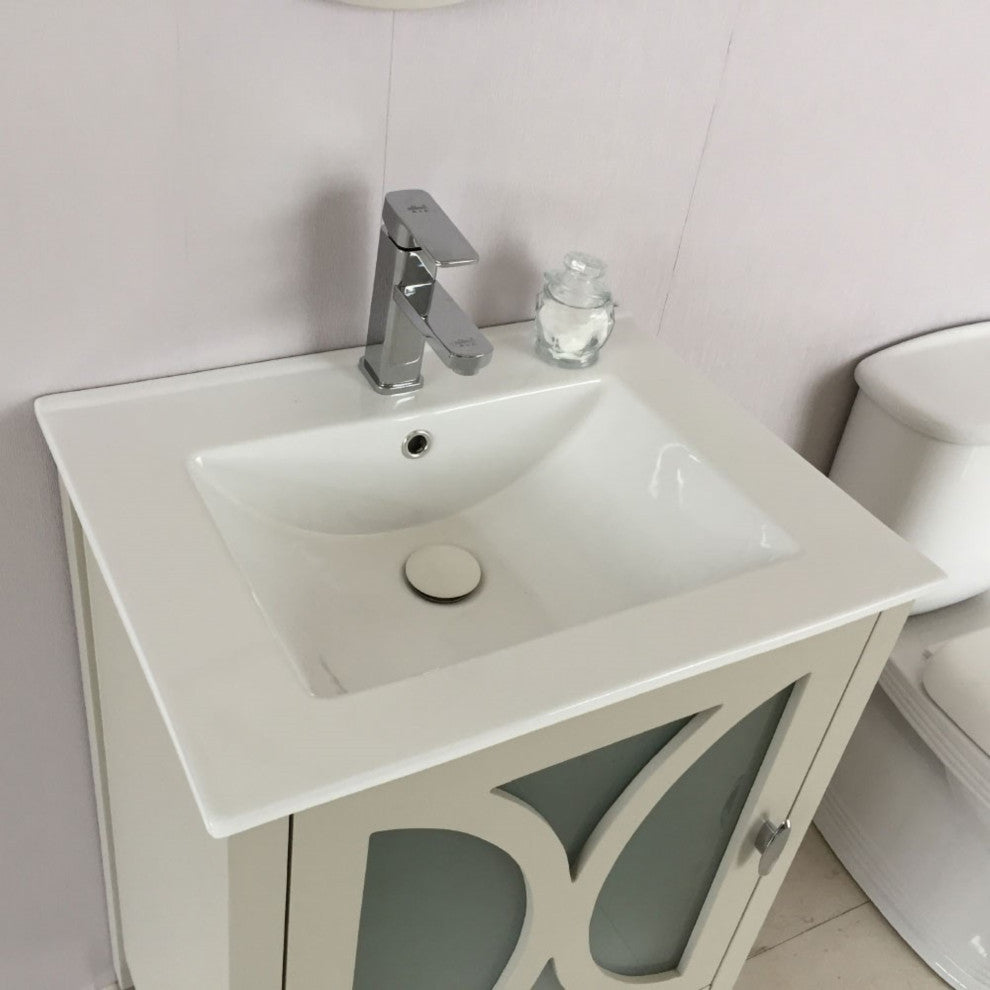 24" Single Sink Vanity-Manufactured Wood-Light Gray