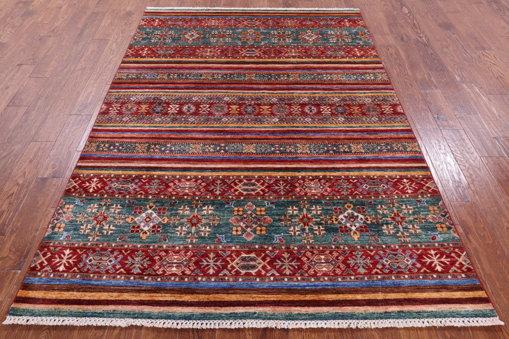 5' 8" X 7' 10" Super Kazak Khorjin Hand-Knotted Wool Rug - Q12853