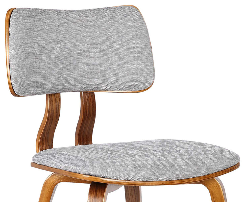 Mick Dining Chair, Walnut Wood and Gray Fabric