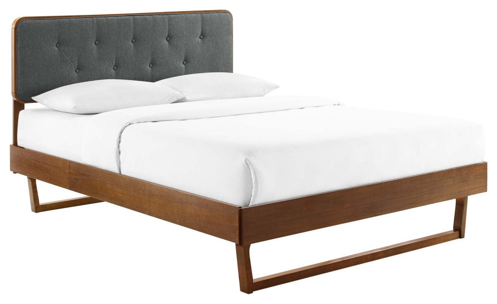 Bridgette Queen Wood Platform Bed With Angular Frame Walnut Charcoal