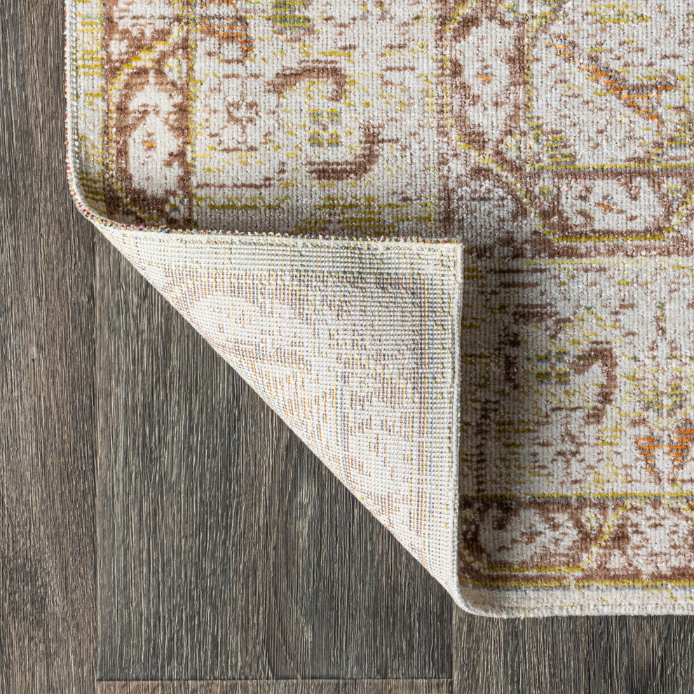 Lila Modern Tribal Medallion Area Rug, Ivory, 8 X 10