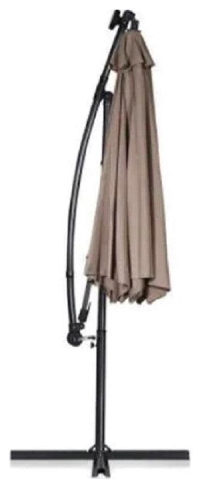 Az Patio Heaters Offset Cantilever Umbrella In Tan With Led Lights