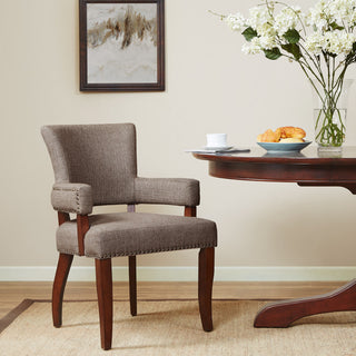 Madison Park Armed Transitional Dining Chair, Brown