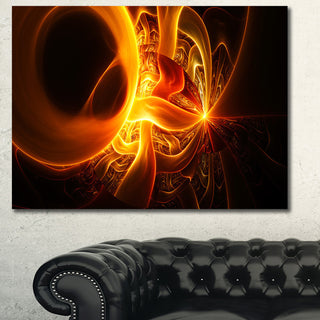 Bright Yellow Designs on Black, Abstract Wall Art Canvas, 40x30